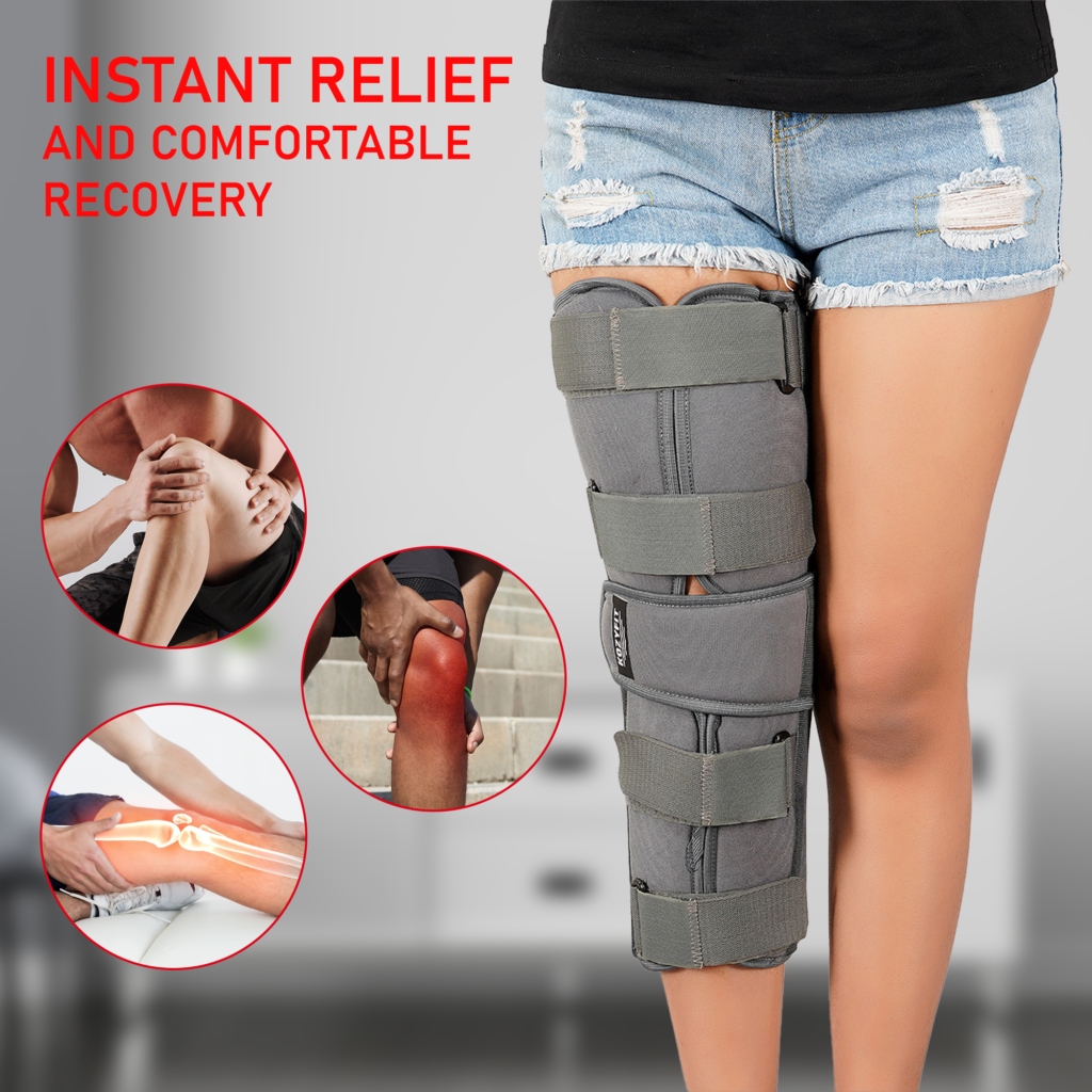 BELTWALA Knee Immobilizer Brace for Knee support for dislocation injuries  ligament tear wrap around knee stabilizer splint for men & women 19(XXL)